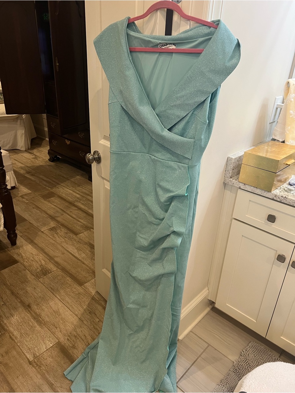 Chiara Boni Elegant Seafoam Green Evening Gown NWOT